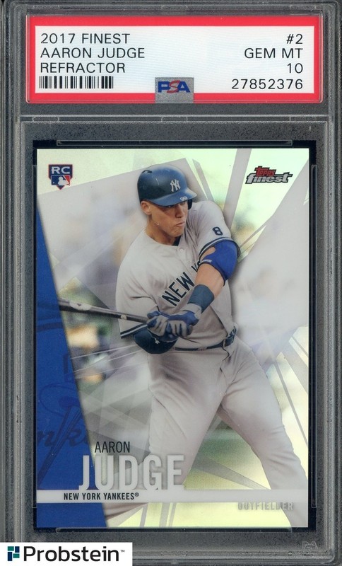 2017 Topps Finest Refractor #2 Aaron Judge Yankees RC Rookie PSA 10 GEM MINT