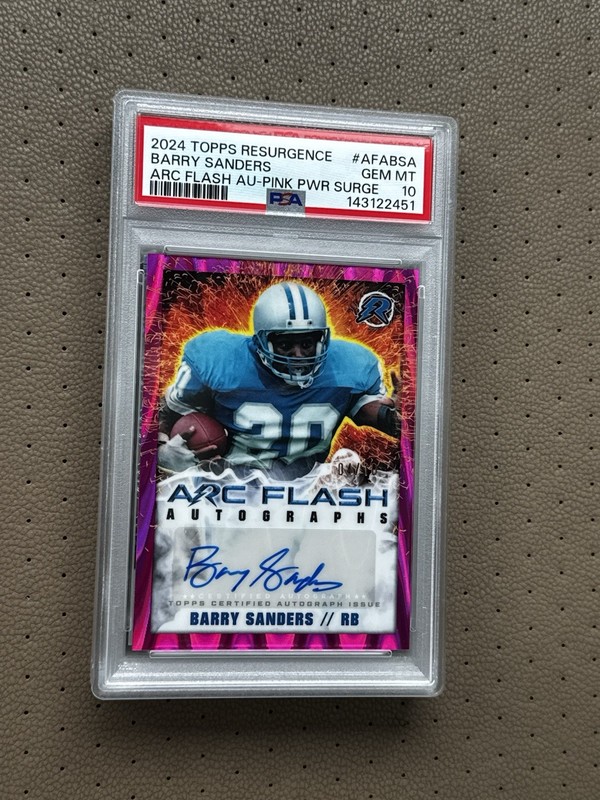 2024 Topps Resurgence Barry Sanders Auto Arc Flash Pink Surge 04/10 Psa 10 Gem M