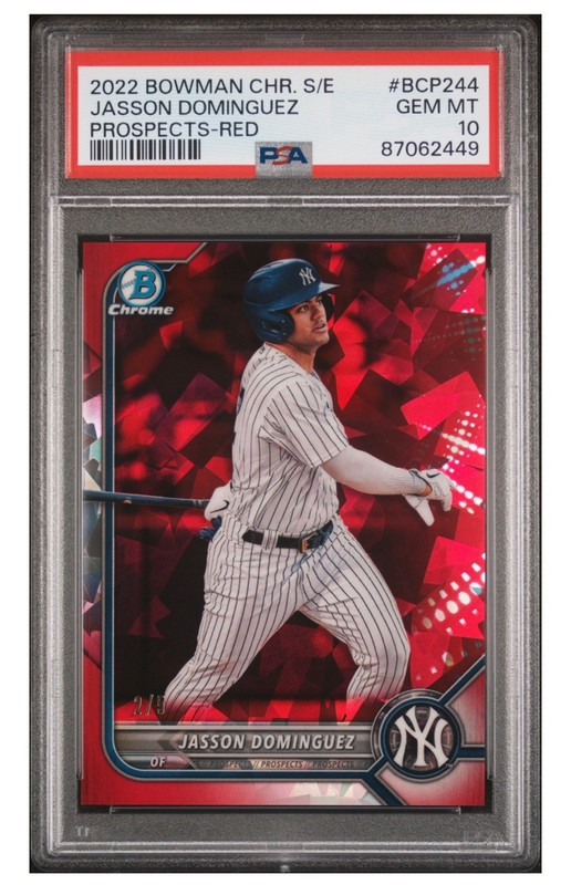 2022 Bowman Chrome Sapphire - PSA 10 RED /5 Jasson Dominguez #BCP-244 (RC)