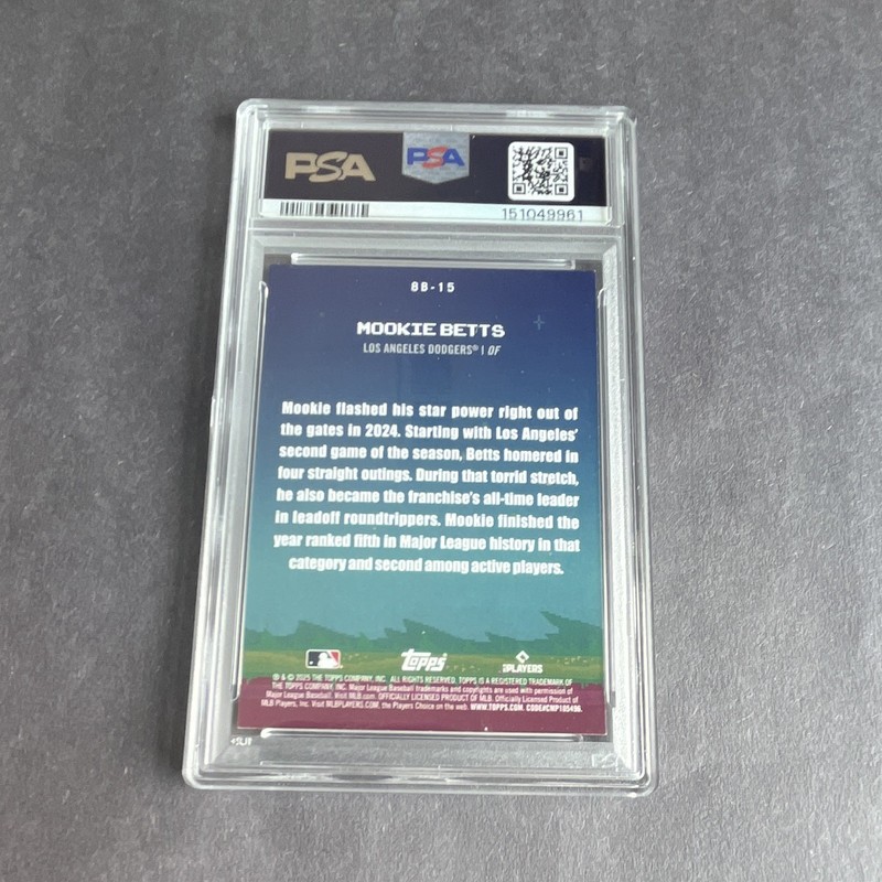 Topps 2025 Series 1 8-Bit Ballers Insert Mookie Betts #8B-15 Dodgers PSA 8 view 2