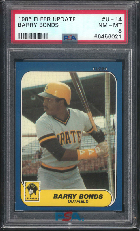 1986 Fleer Update Barry Bonds RC U-14 PSA 8