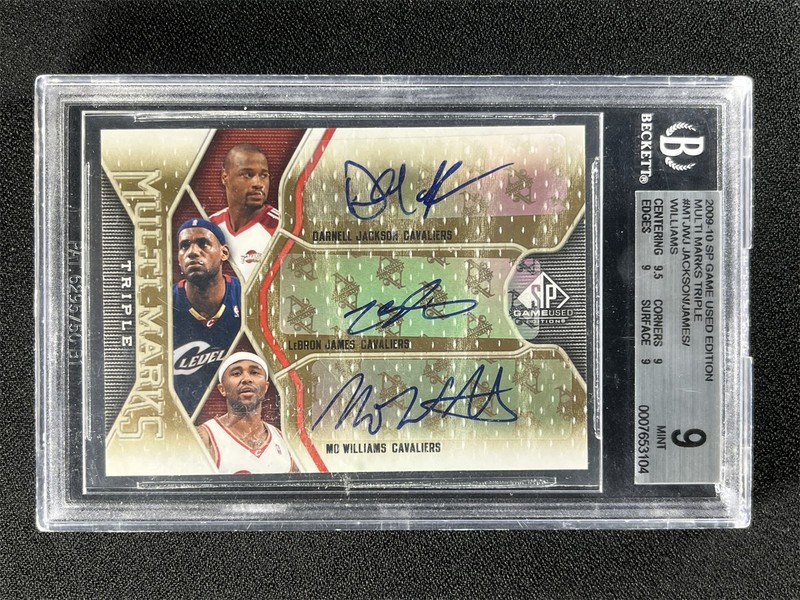 2009-10 UD Sp Game Used Jackson/Lebron James/Williams Triple Auto /75 BGS 9/9