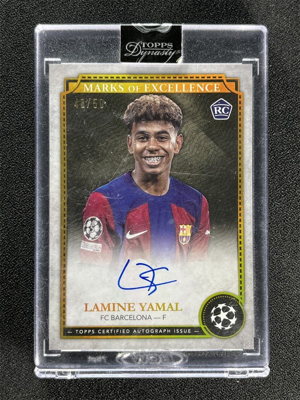 2023-24 Topps Dynasty Lamine Yamal #EX-LY3 Gold Marks Of Excellence Auto RC /50