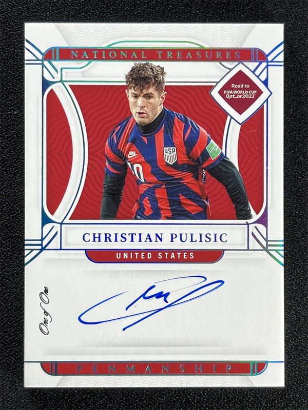 1/1 One Of One 2022 National Treasures World Cup Christian Pulisic Platinum Auto