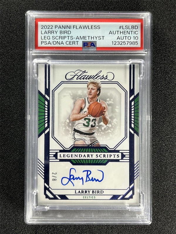 2022-23 Flawless Larry Bird Legendary Scripts Sapphire /8 PSA 10 Auto POP 1