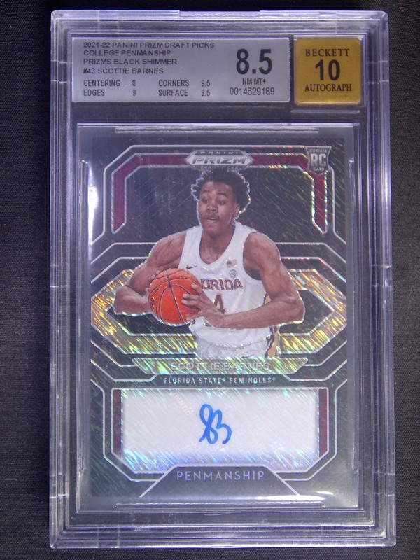 1/1 2021 Panini Prizm Draft Picks Scottie Barnes RC Auto B. Shimmer BGS 8.5/10
