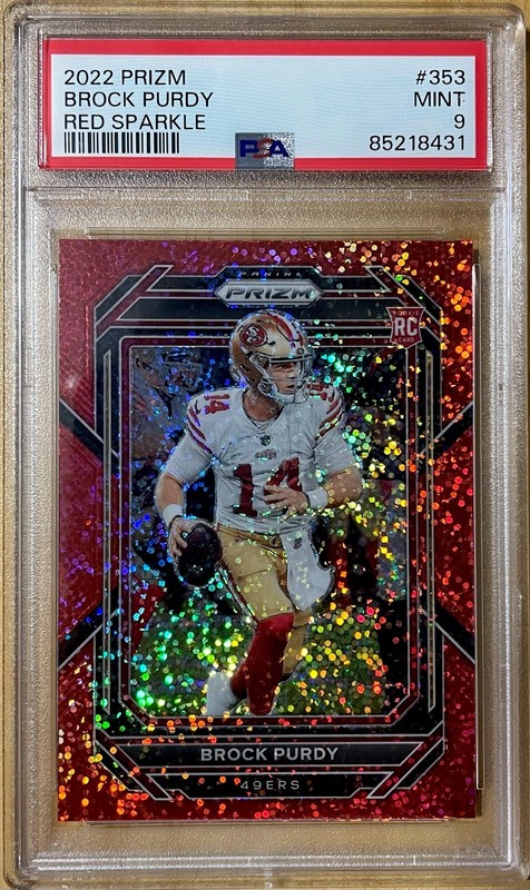2022 Panini Prizm Brock Purdy Red Sparkle RC #353 PSA 9 MINT 49ers Rookie