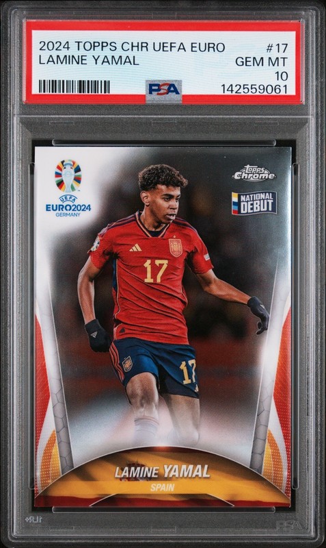 Lamine Yamal 2024 Topps Chrome UEFA EURO #17 National Debut Rookie RC - PSA 10