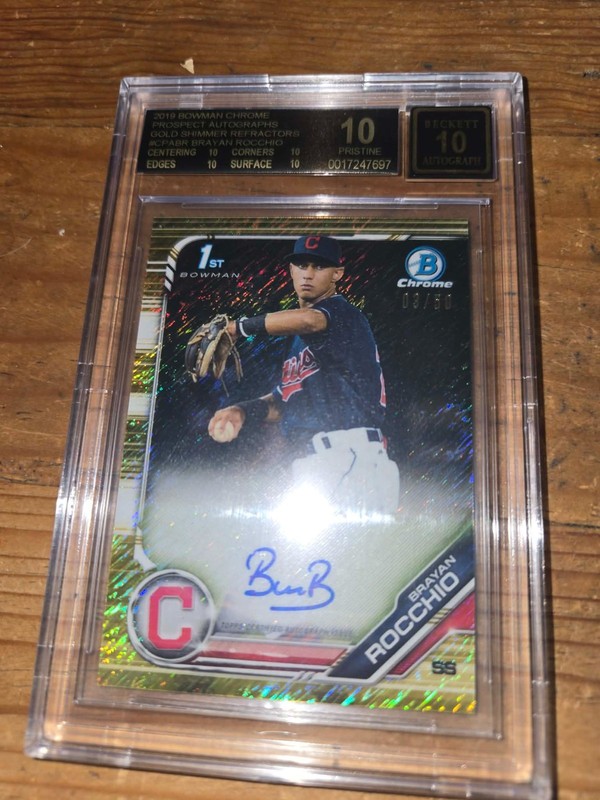 2019 Bowman Chrome Gold Shimmer BRAYAN ROCCHIO Auto /50 BLACK LABEL BGS 10 POP 1