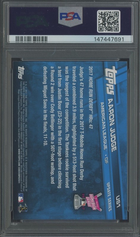 2017 Topps Update #US1 Aaron Judge Yankees RC Rookie PSA 10 GEM MINT view 2