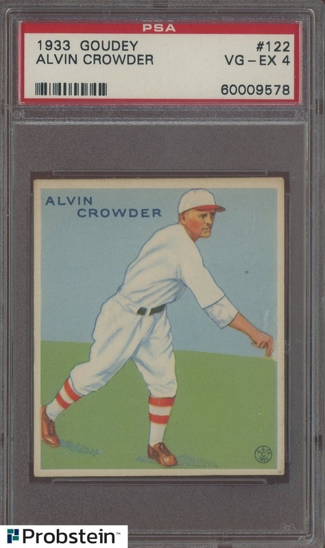 1933 Goudey #122 Alvin Crowder Washington Senators PSA 4 VG-EX