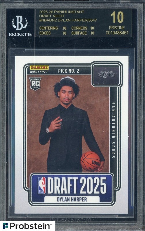 2025-26 Panini Instant Draft Night Dylan Harper RC Rookie BGS 10 BLACK LABEL