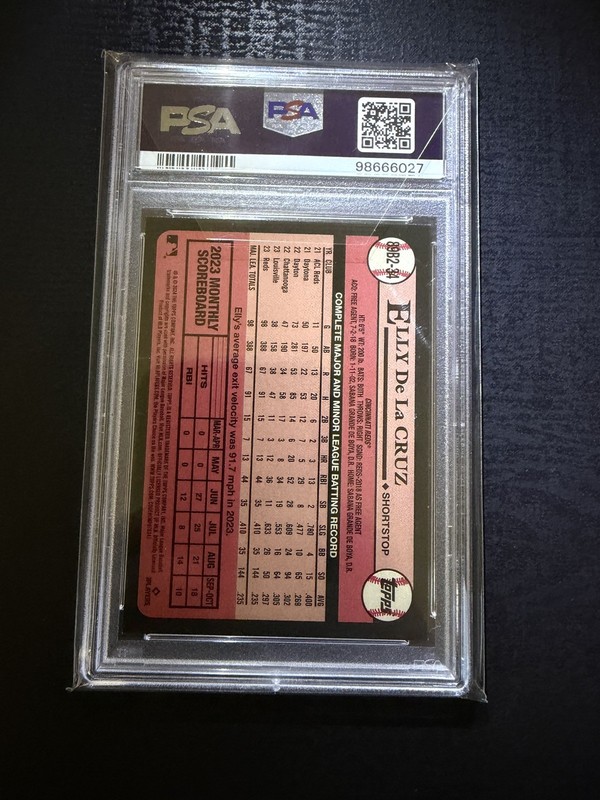 PSA 9 Elly De La Cruz Rookie 2024 Topps Series 2 1989 Topps Baseball Blue Reds view 2