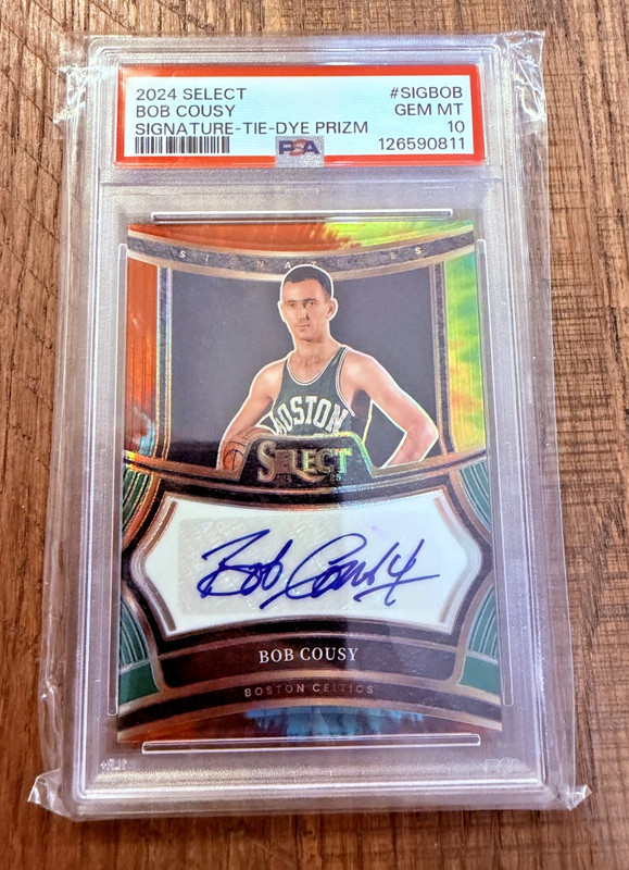 2024 Select Bob Cousy Auto Tie Dye Prizm /25 PSA 10 Celtics HOF SSP