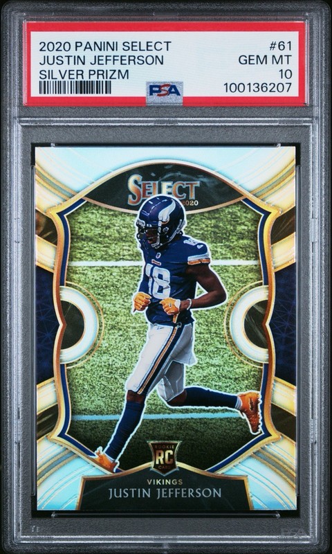 2020 Panini Select - Justin Jefferson PSA 10  Concourse Silver Prizm RC #61