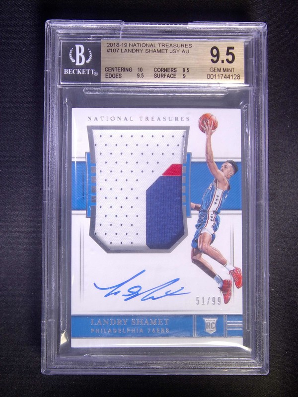 2018-19 National Treasures Landry Shamet Rookie Patch Auto RPA /99 BGS 9.5/10