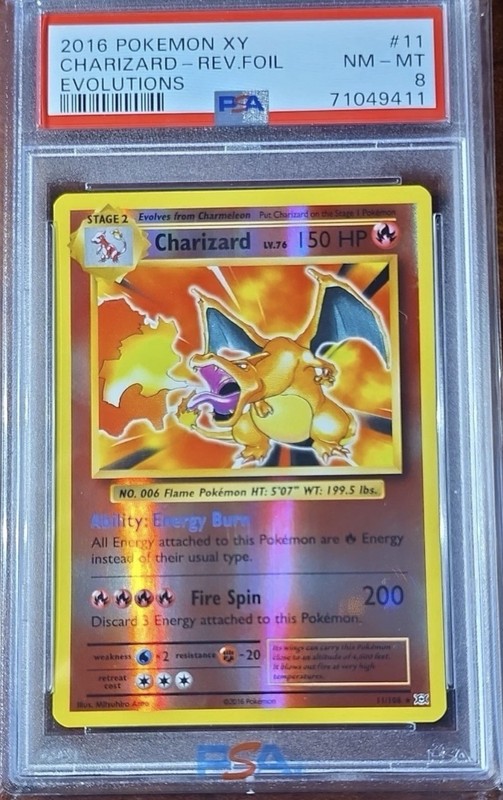 Pokemon PSA 8 AUTO 10 Charizard Reverse Holo 2016 11/108 EVO ENG