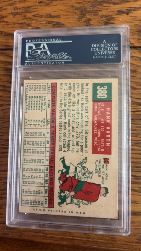 1959 Topps Hank Aaron #380 PSA 5 view 2