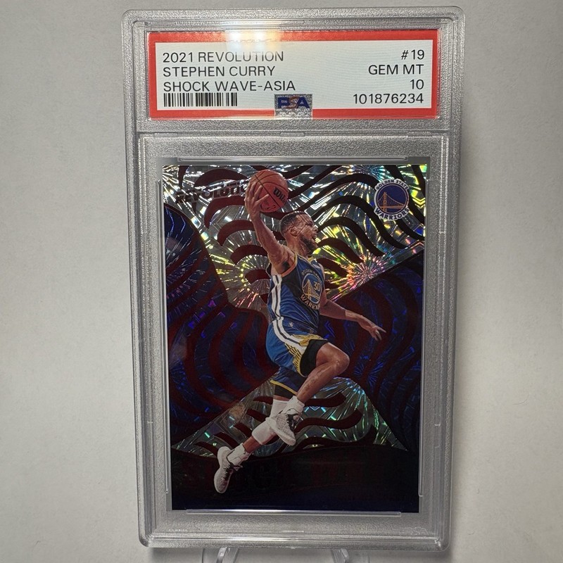 Stephen Curry FIREWORKS PRIZM SSP 2021 Panini Revolution SHOCK WAVE ASIA PSA 10