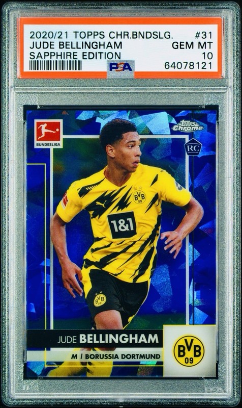 JUDE BELLINGHAM Rookie 2020-21 Topps Chrome Sapphire Bundesliga RC #31 PSA 10