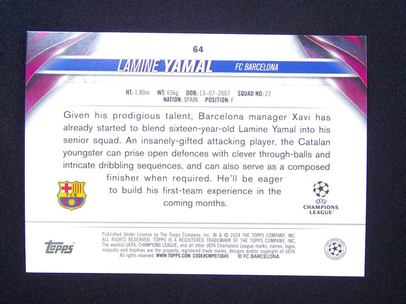 2023-24 Topps Jade UEFA Lamine Yamal RC Rookie Barcelona #08 💚 view 2