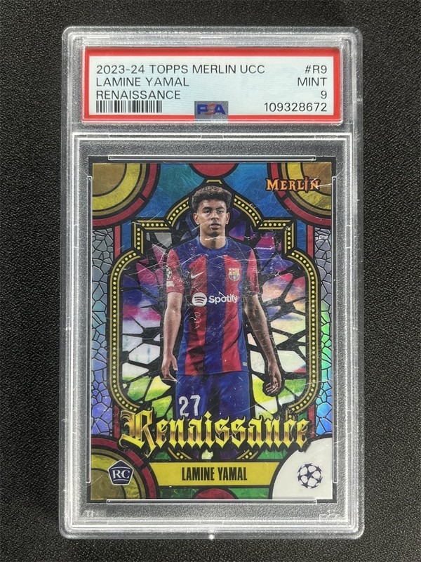 2023-24 Topps Merlin Chrome Lamine Yamal RC Renaissance Case Hit SSP PSA 9 Mint