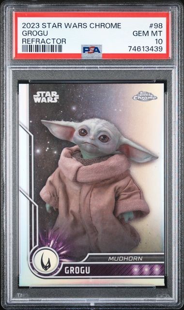 2023 TOPPS STAR WARS CHROME GROGU REFRACTOR #98 PSA 10