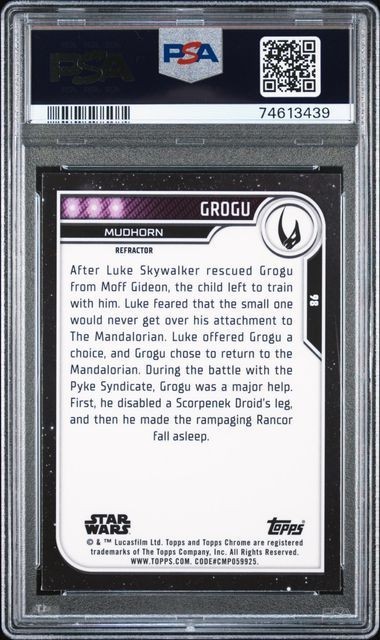 2023 TOPPS STAR WARS CHROME GROGU REFRACTOR #98 PSA 10 view 2