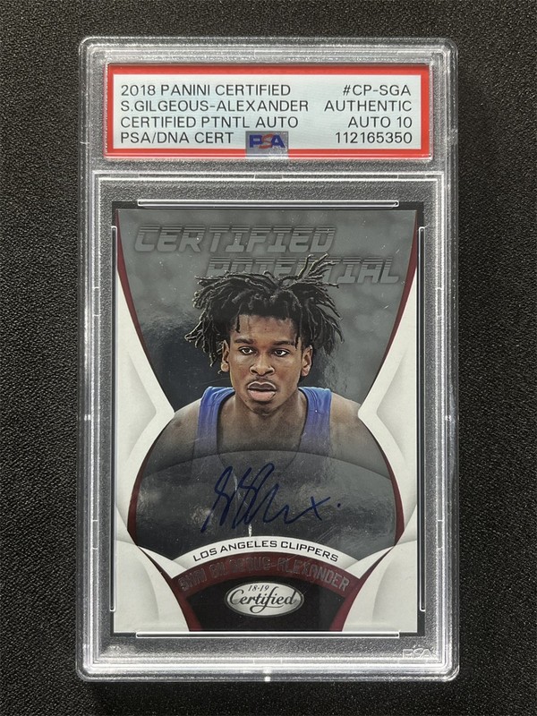 2018-19 Panini Certified Shai Gilgeous-Alexander Potential RC Rookie PSA 10 Auto