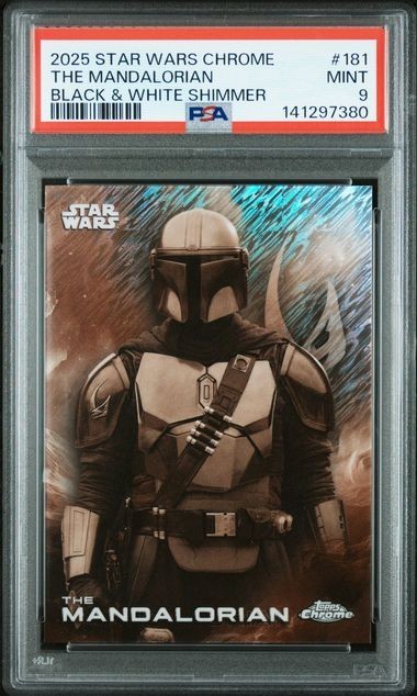 2025 TOPPS CHROME THE MANDALORIAN BLACK & WHITE SHIMMER #181 PSA 9