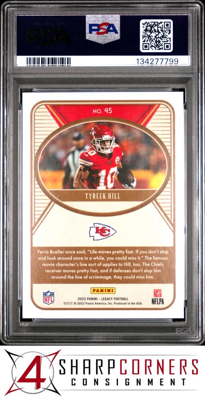 2022 PANINI LEGACY #45 TYREEK HILL POP 4 PSA 10 view 2