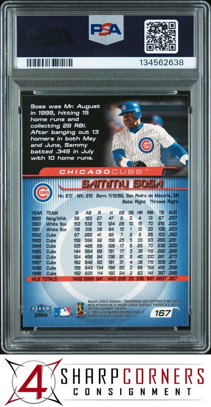 2000 FLEER FOCUS #167 SAMMY SOSA CUBS POP 4 PSA 10 view 2