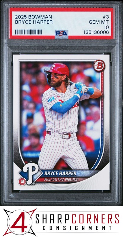 2025 BOWMAN #3 BRYCE HARPER PHILLIES PSA 10