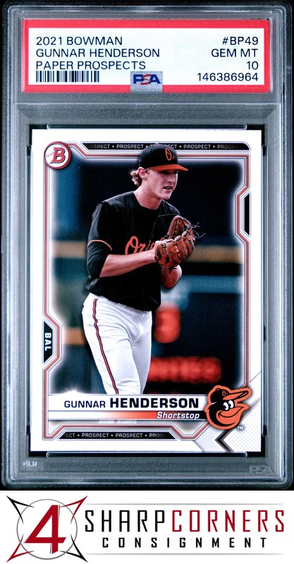 2021 BOWMAN PAPER PROSPECTS #BP49 GUNNAR HENDERSON RC PSA 10