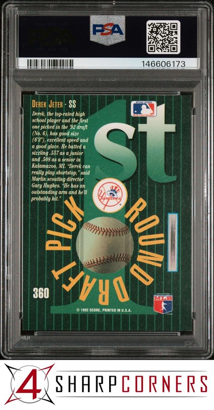 1993 SELECT #360 DEREK JETER RC YANKEES HOF PSA 8 view 2