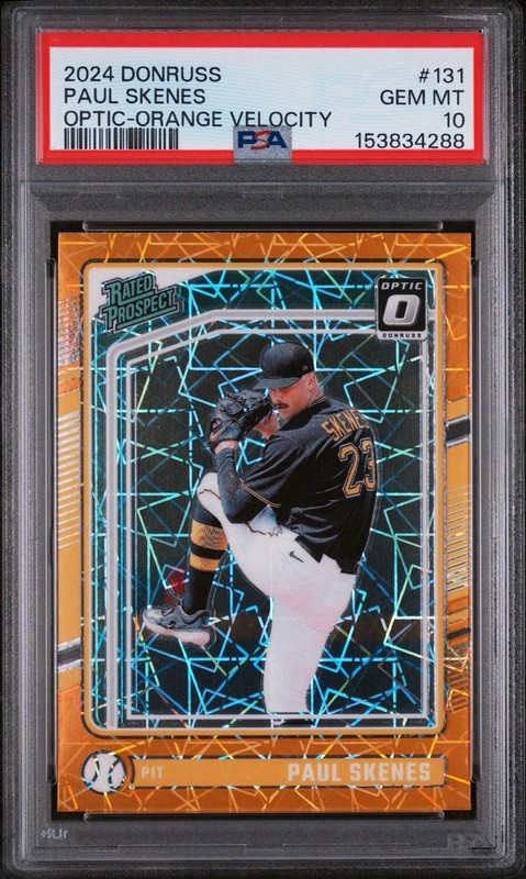 PAUL SKENES - 2024 DONRUSS - #131 - OPTIC RATED PROSPECT ORANGE VELOCITY PSA 10
