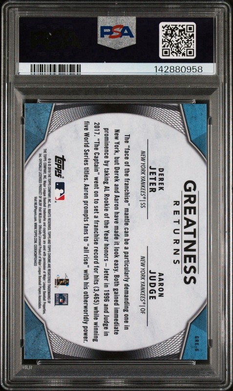Aaron Judge PSA 10 Derek Jeter 2019 Topps Chrome #GRE6 Greatness Returns Yankees view 2