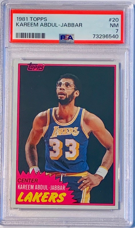1981 Topps Basketball #20 Kareem Abdul-Jabbar Lakers HOF PSA 7 **SHARP COLOR**