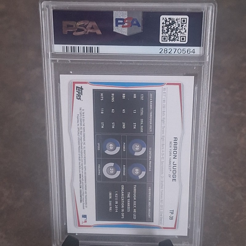 2014 Bowman Draft Picks #TP39 Aaron Judge PSA10 Gem MT view 2