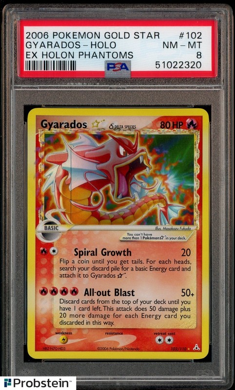 2006 Pokemon Gold star Ex Holon Phantoms #102 Gyarados Holo PSA 8 NM-MT