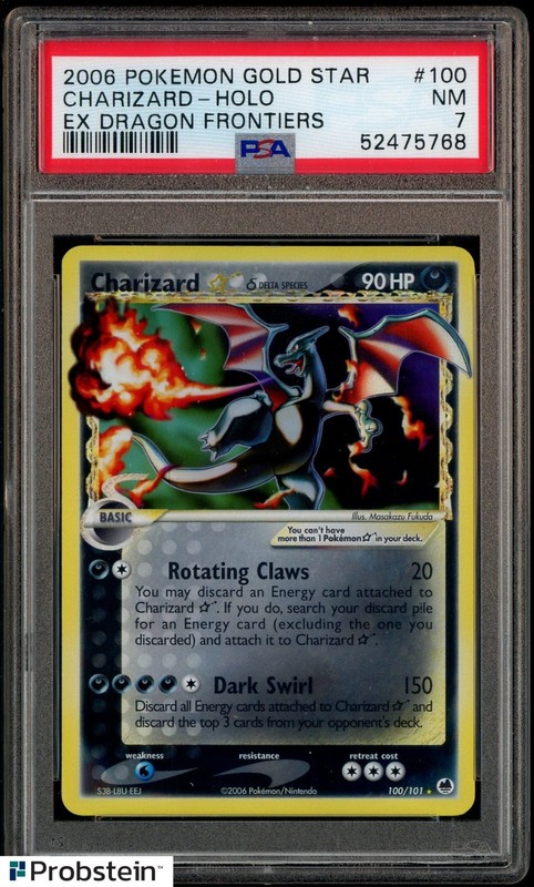 2006 Pokemon ex Dragon Frontiers #100/101 Charizard Gold Star Holo PSA 7 NM