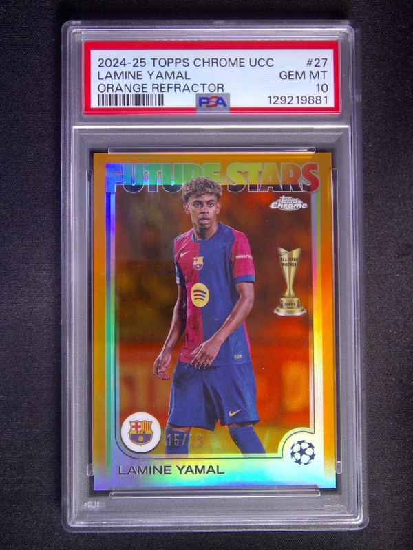 2024-25 Topps Chrome UCC Lamine Yamal #27 Orange Refractor /25 PSA 10