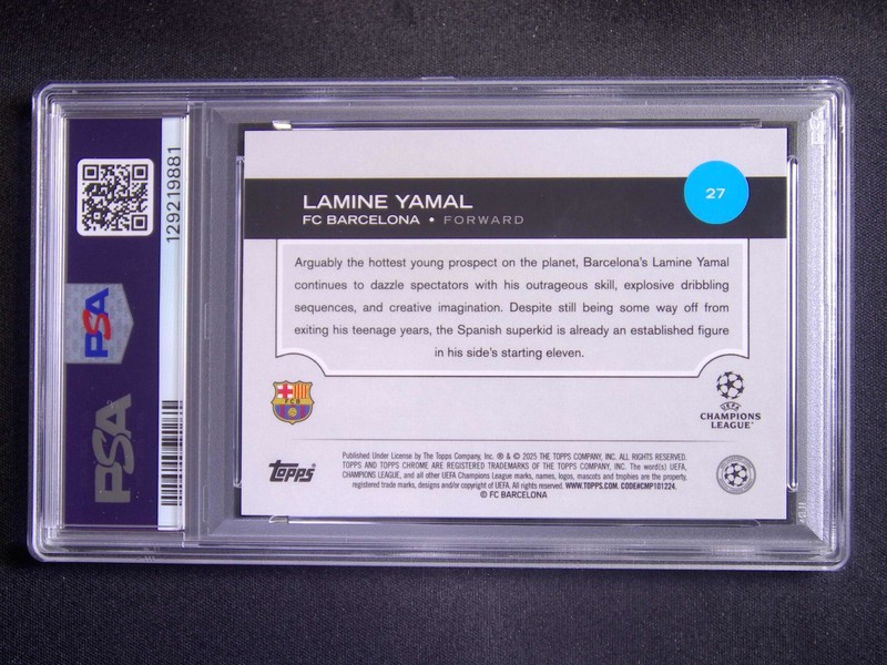 2024-25 Topps Chrome UCC Lamine Yamal #27 Orange Refractor /25 PSA 10 view 2