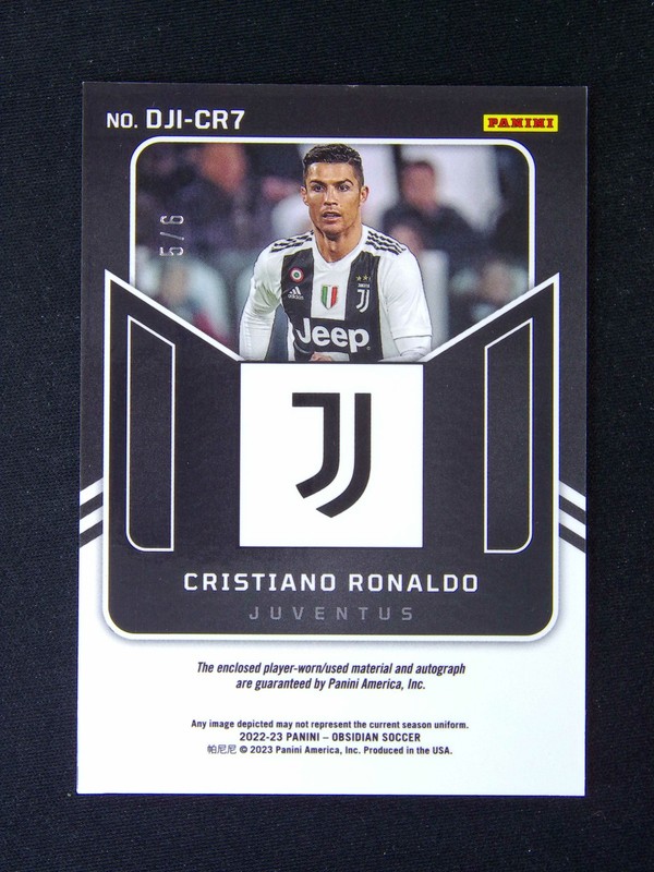 2022-23 Panini Obsidian Cristiano Ronaldo Dual Jersey Patch Auto Orange /6 view 2