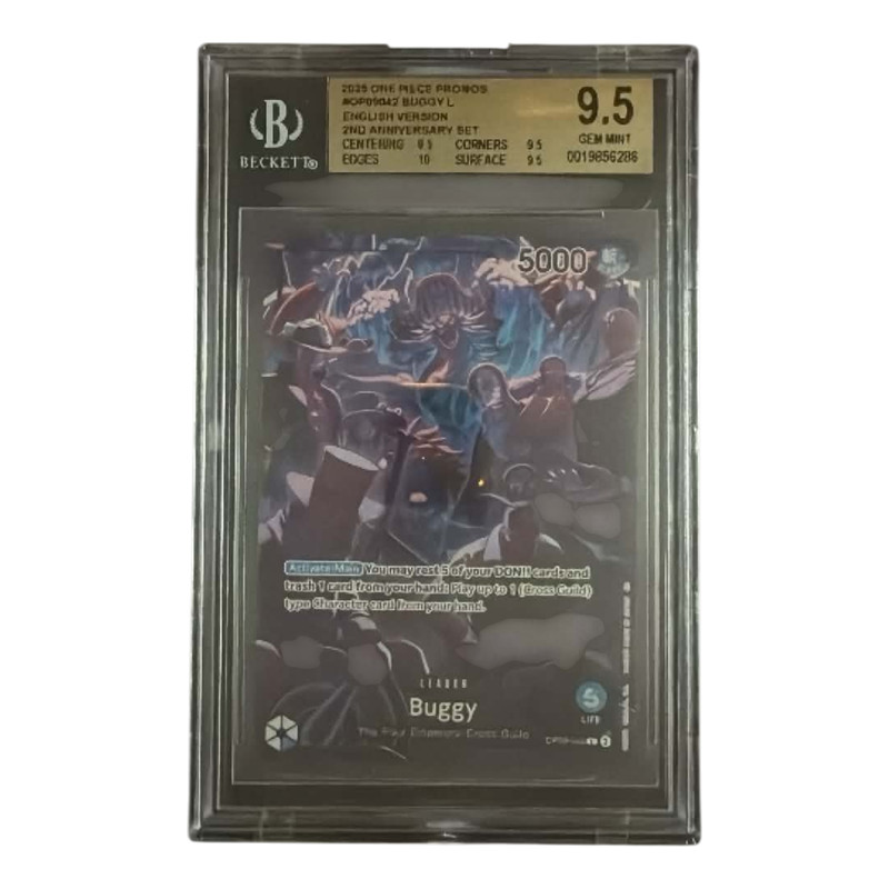 2025 ONE PIECE PROMOS BUGGY 2ND ANNIVERSARY SET #OP09-042 LEADER BGS 9.5 GEM