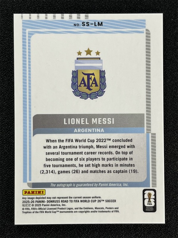 2025-26 Panini Donruss FIFA World Cup Lionel Messi #SS-LM Signature Series Auto view 2