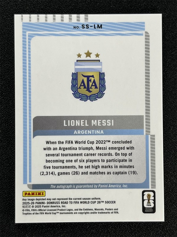 2025-26 Panini Donruss FIFA World Cup Lionel Messi Signature Series Auto #SS-LM view 2