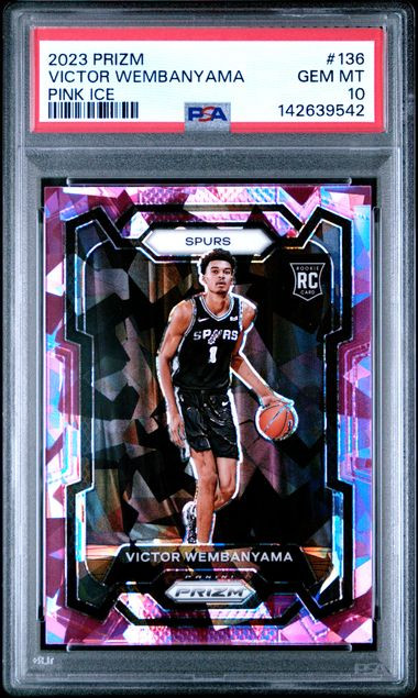 2023-24 Panini Prizm Victor Wembanyama #136 RC Rookie Pink Ice PSA 10