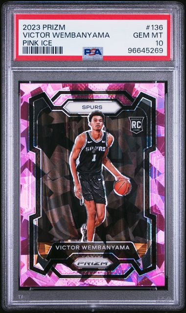 2023-24 Panini Prizm Victor Wembanyama #136 RC Rookie Pink Ice PSA 10