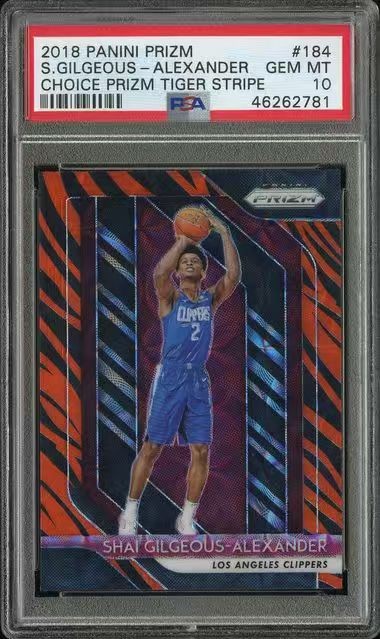 2018-19 Prizm Shai Gilgeous-Alexander #184 Rookie Choice Tiger Stripe SSP PSA 10